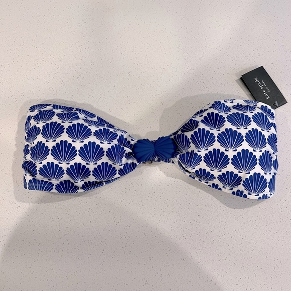 🦀kate spade new york Seashell Print Blue Bandeau Bikini Top and Bottom NWT - Picture 3 of 12